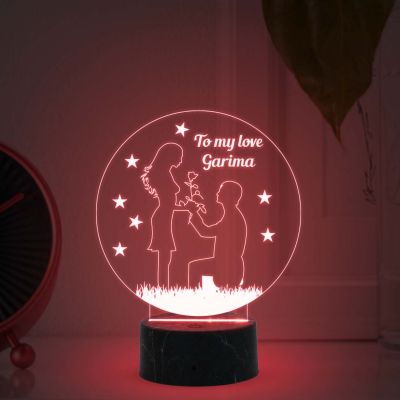 Customized Name Lamp for Couple with Automatic Color Changing Light Gift for Anniversary Birthday Valentine Day Acrylic Desk Table lamp Wooden Base